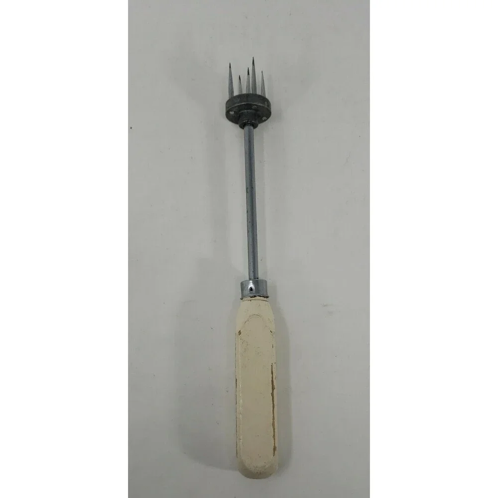 CHIP CHOP Ice Cube Crusher Pick Vintage  c1940s  Spring Loaded Wood Handle Apex